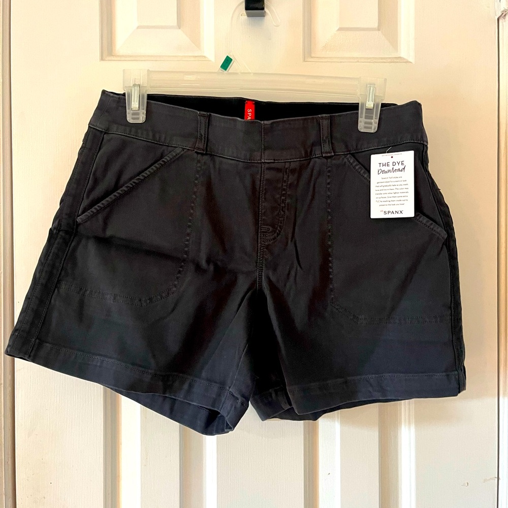Black denim Spanx shorts